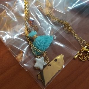 🇵🇷 Puerto Rico Map Gold Stainless Steel Necklace